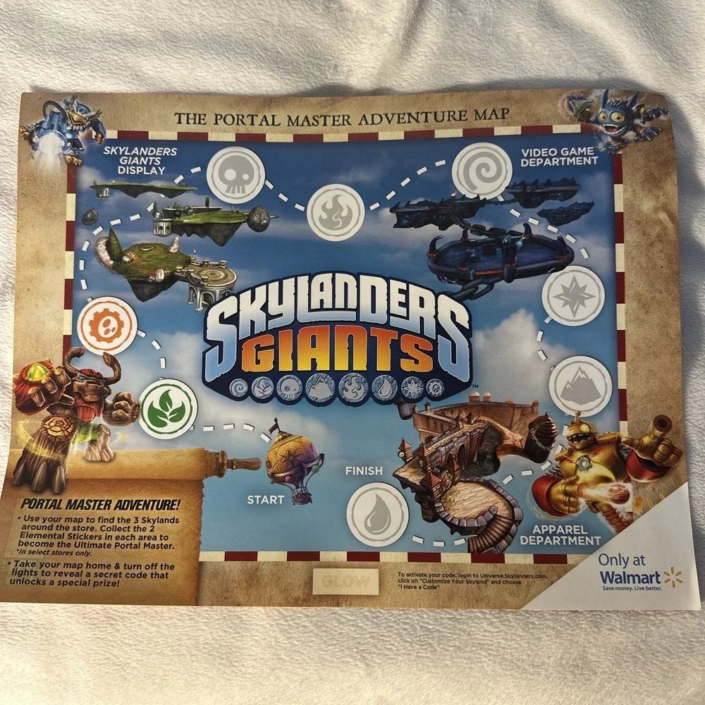 Activision Skylanders Giants Adventure Map Poster 8.5x11 Walmart Exclusive 2012